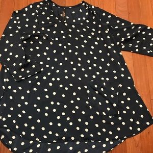 Melissa McCarthy navy blue with gray clouds dress